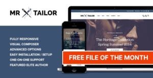 Mr. Tailor - Free File of the Month - eCommerce WordPress Theme for WooCommerce 8.0