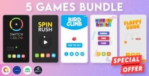 BUNDLE 5 GAMES | Admob + GDPR + Unity