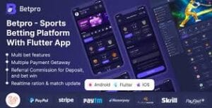 Betpro - Sports Betting Platform PHP Laravel Admin Panel With Flutter App ios and android