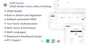 Craft Laravel Admin Panel - CRUD builder, Users, Role, Permissions & Settings 1.0.1