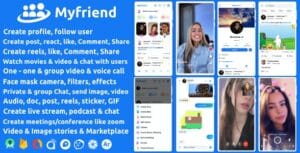Myfriend - Friend Chat Post Tiktok Follow Radio Group ecommerce Zoom Live clone social network app 3.1