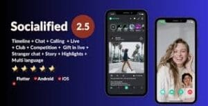 Social media app clone (instagram,facebook,linked in etc) + Node.js socket Chat + Calling + Live 2.3