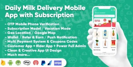 Dairy Products, Grocery, Daily Milk Delivery Mobile App with Subscription | Customer & Delivery App 1.6