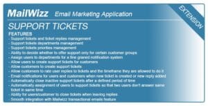 Support tickets system for MailWizz EMA