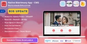 Native Matrimony CMS (Website, Admin Panel, API, Database) 1.7