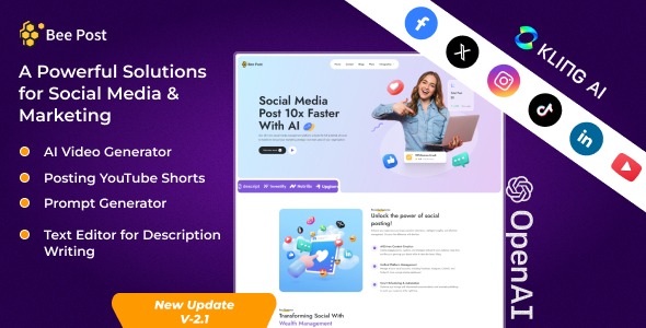 BeePost AI Social Media Management Content Creation SaaS with Subscription System