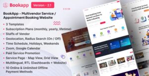 Bookapp - Multivendor Service / Appointment Booking Laravel Website (Subscription Based)