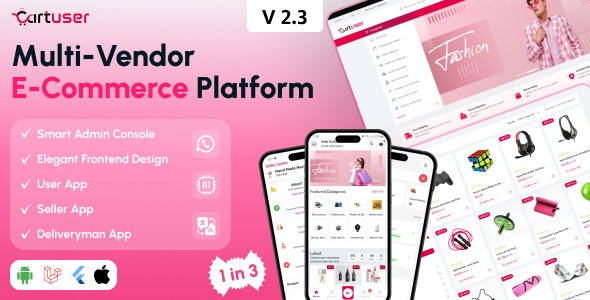 CartUser Multi Vendor E commerce Complete eCommerce Mobile App Web Admin and Seller Panel
