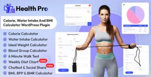 Health Pro - Calorie, Water Intake, BMI Calculator with AI Chatbot Assistant WordPress Plugin 1.0.7