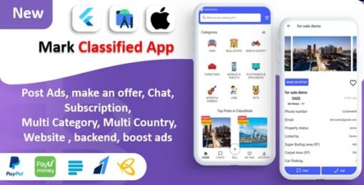 Mark Classified App | Classified App | Multi Payment Gateways Integrated | Buy & Sell | Subscription 6.0