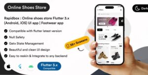 Rapidbox : Online shoes store Flutter 3.x (Android, iOS) UI app | Footwear app templates 1.0.1