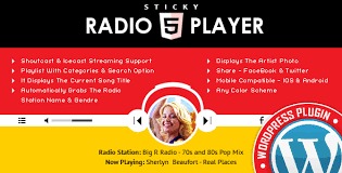 Sticky Radio Player WordPress Plugin Full Width Shoutcast and Icecast HTML5 Player